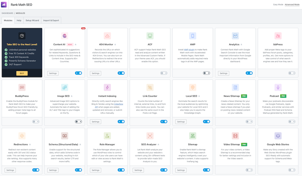 Rank Math Dashboard