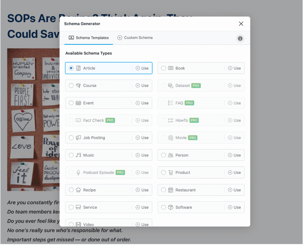 Schema settings in Rank Math