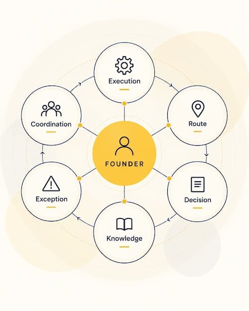 Six forms of founder dependency: Execution, Route, Decision, Knowledge, Exception and Coordination
